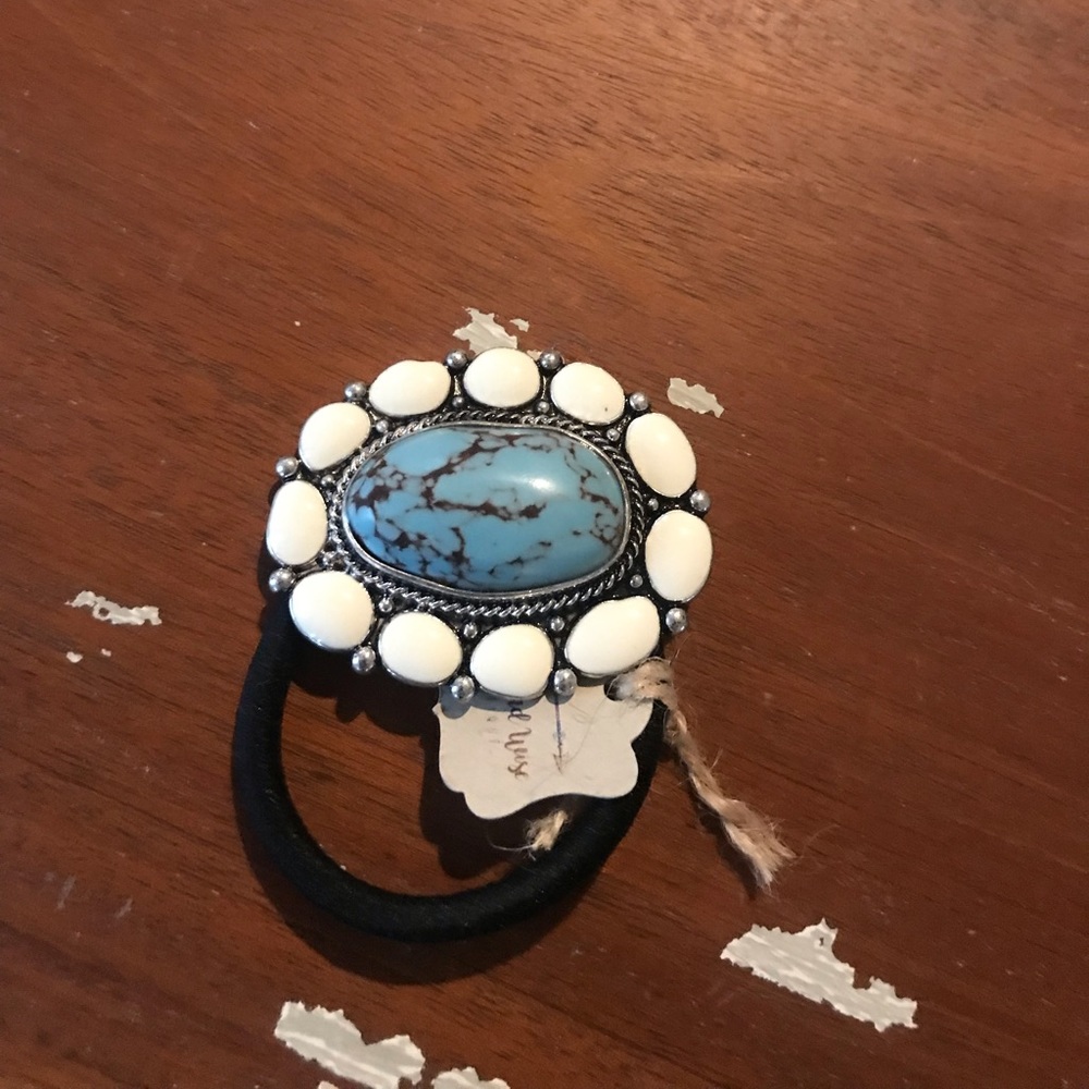 Faux turquoise hair tie